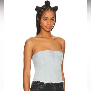 superdown Light Blue Denim tube Top